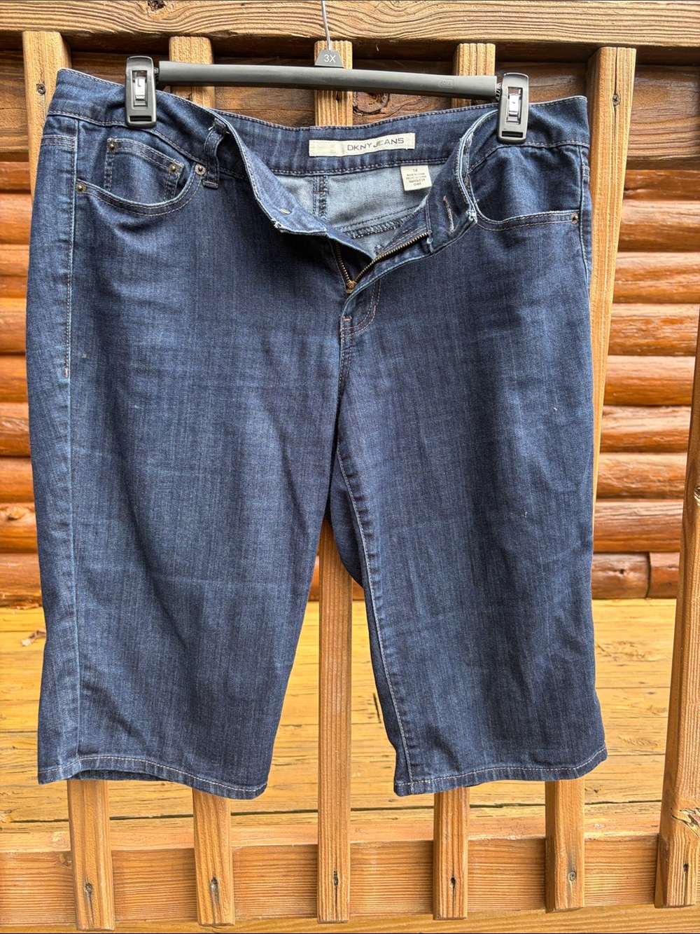 Ladies capri shorts DNKY Dark Blue Relaxed Denim